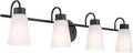 Kichler Erma 4-Light Bathroom Vanity Light Fixture with Satin Etched Glass Shades, Updated Traditional Wall Mount Lighting in Black for Mirror Above Vanity (32.5" x 8.5"), 55127BK