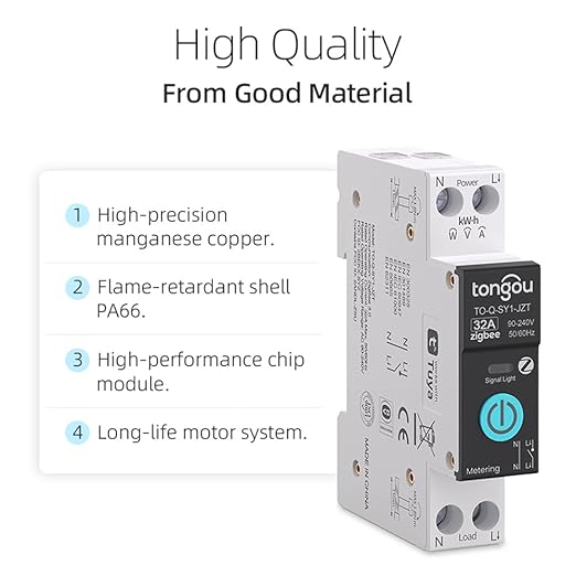 ZigBee DIY Smart Switch 32A| DIN Rail Switch| 1P+N 90-240VAC| Real-time Power Monitoring| Remote Control and Set Timer for Home Automation| Support Tuya/Smart Life| Voice Control| FCC Certified