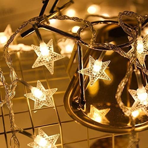 Comtelek 8 Corner Bed Canopy with 100 LED Star String Lights Battery Operated, White Bed Netting Unique Style 4 Door Square Canopy Bed Curtains Canopy - Suggested for Twin Full Queen King Bed