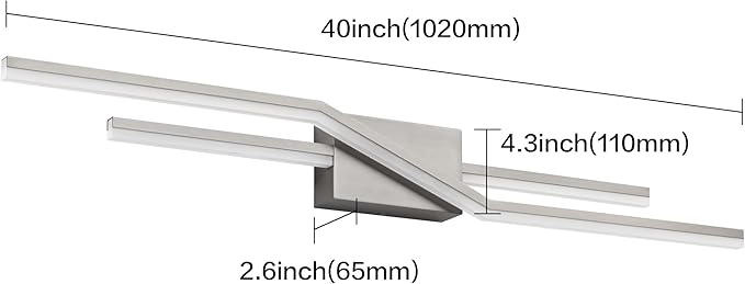 SOLFART 40 Inch Bathroom Light Fixtures Vanity Lights Over Mirror Brushed Nickel LED Light Fixtures Vanity Lights for Bathroom DIM