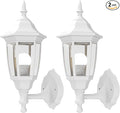 EMART Plastic Outdoor Wall Light Fixtures with Bulbs, Waterproof and Anti-Corrosion Porch Sconces, Exterior Lanterns Wall Mount Lamp for Outside, Garage, Front Door, House, Patio, 2 Pack, White