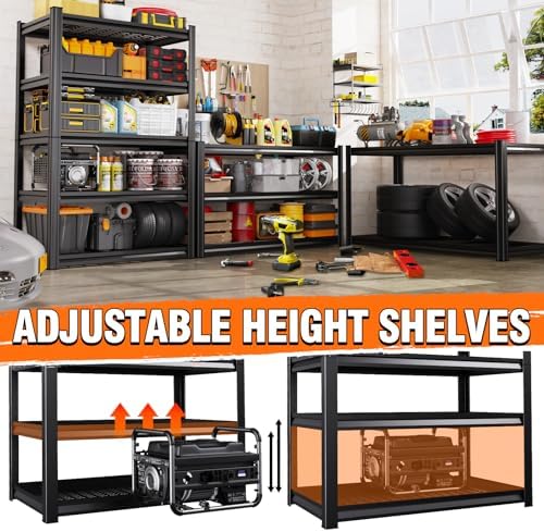 Set of 10 Garage Shelving-78"x46"x20" 5 Tier Storage Shelves,Adjustable Heavy Duty Metal Shelving Unit and Storage Large Wire Rack,Utility Steel Shelf for Warehouse Industrial Pantry Basement 3000 lbs