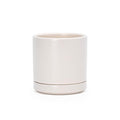 D'vine Dev 3.5 Inch Ceramic Planter Pot with Drainage Hole and Saucer, Indoor Cylinder Round Planter Pot, Oatmeal, 94-O-A-8