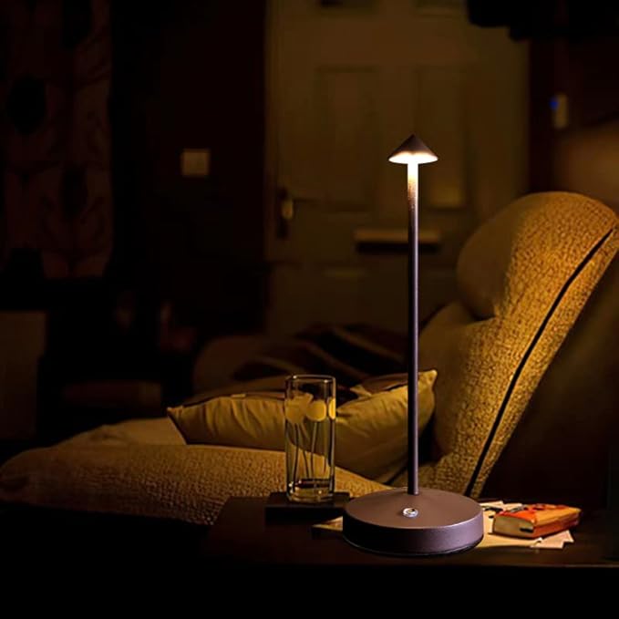 2 PACK Cordless Lamps,Battery Rechargeable Table Lamp,Portable Lamps,2 Level Brightness Dimmable Night Light,Minimalist Design,Cordless Table Lamps for Living Room/Restaurant/Couple Dinner(Rust)