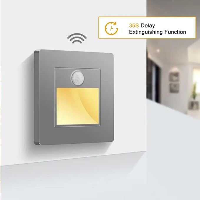 1 Pack LED Motion Sensor Night Light Infrared Human Body Induction Lamp, Recessed Stair Lights Indoor, Night for Hallway, Stairway, Bathroom, Bedroom, Kitchen