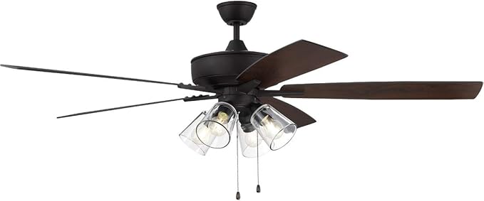 Craftmade S104ESP5-60ESPWLN Super Pro 60" Ceiling Fan with LED Lights & Pull Chain, 5 Reversible Espresso/Walnut MDF Blades, Espresso