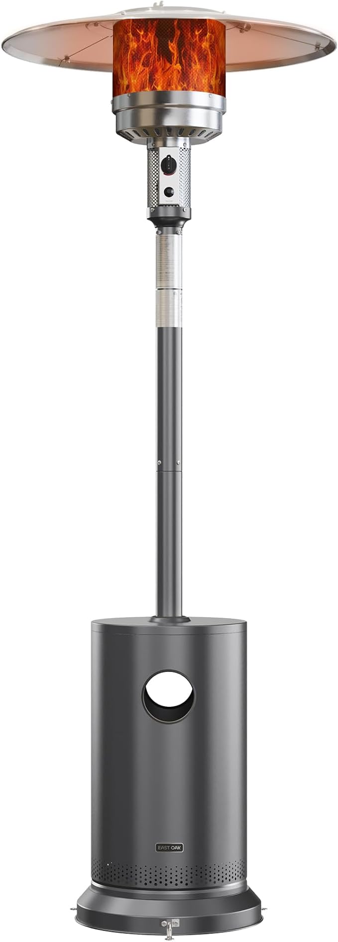 EAST OAK 48,000 BTU Patio Heater for Outdoor Use with Round Table Design, Double-Layer Stainless Steel Burner, Wheels, Triple Protection System, Outdoor Heater for Home and Residential, Grey