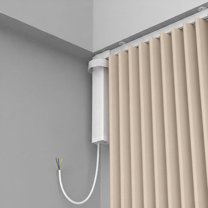 S Fold Motorized Curtain Track Kit with Remote, 1.8N Dry Contact Smart Curtain Opener System, Automatic Ripple Fold Drapery Rail for Hotel & Smart Home Integration (5.0 meters (196.8 inches))