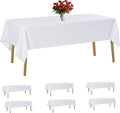 6 Pack White Tablecloth 60 x 120 Inch Table Cloth for 8 Foot Rectangle Tables, Wrinkle Resistant Washable Polyester Fabric Table Covers for Party, Wedding,Dining,and Banquet