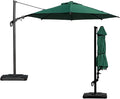 Abba Patio 10FT Vienna Offset Patio Umbrella Outdoor Cantilever Umbrella with 360° Rotation Design and Easy Tilt Adjustment UV 50+ Protection 8 Ribs for Backyard Garden Deck Pool Patio, Dark Green