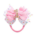 1st Birthday Hair Bow for Baby Girls, Pink Headband Hair Accessories for Girls 1 2 3 4 5 6 Years Birthday Confetti Ice Cream Party Supplies Decorations
