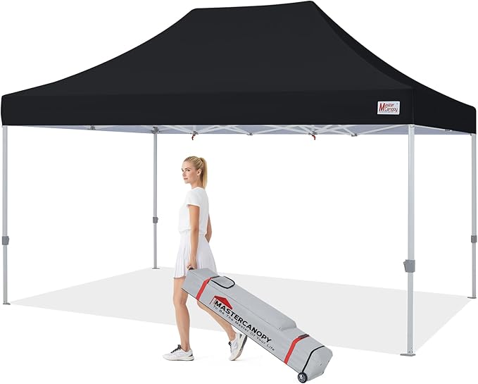 MASTERCANOPY Pop Up Canopy Tent Commercial Grade 10x15 Instant Shelter (Black)