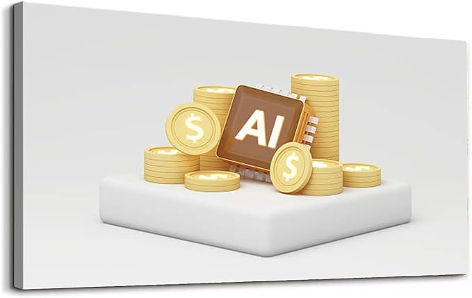 Wibinuki Wall Art Wall Decor Wall Paintings AI chip surrounded golden coins showing financial success, income for Living Room Bedroom Bathroom Home Decor Can Be Hung Directly 20"x 40"