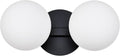 Black Bathroom Vanity Light Fixtures, Modern 2 Lights Globe Wall Sconce Lighting, Porch Wall Mount Light Fixture for Bathroom, Mirror Cabinets Hallway Stairs (Matte Black, 2-Light)