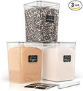 Simply Gourmet Airtight Flour and Sugar Containers with Lids – 3 Piece Kitchen Pantry Organization Set, BPA-Free Clear Plastic, Stackable Canisters for Baking Ingredients, Rice, Snacks, Cereal