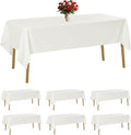 6 Pack Ivory Tablecloth 60 x 102 Inch Table Cloth for 6 Foot Rectangle Tables, Wrinkle Resistant Washable Polyester Fabric Table Covers for Party, Wedding,Dining,and Banquet