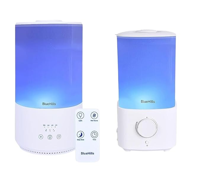BlueHills Premium Set of Two Large 4000 ML Tall and 2300 ML XL Essential Oil Diffusers Humidifier Combo for Large Room Home with Décor LED Lights Great Gift – Value Pack of White