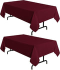 sancua 2 Pack Burgundy Tablecloth 60 x 84 Inch, Rectangle 4 Feet Table Cloth - Stain and Wrinkle Resistant Washable Polyester Table Cover for Dining Tables, Buffet Parties and Camping