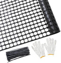 PotatoLife 2'x25' Plastic Mesh Fence for Garden with 50 Zip Ties, Black