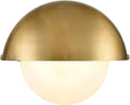 YUBOLE Mid Century Wall Sconce Modern Gold Bathroom Vanity Light Over Mirror with Adjustable Metal Shade and Milky Glass Globe G9 Based Indoor Wall Lamp Wall Mounted Sconce