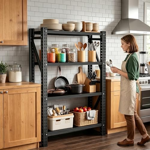 31.5''W Heavy Duty Storage Shelves, 2500LBS Metal Garage Shelving Units, 4 Tier Adjustable Large Industrial Shelves for Warehouse Workshop Basement (31.5''W x 13.8''D x 73.2''H), 10 Pack