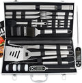 ROMANTICIST 28pcs BBQ Accessories Set with Thermometer - The Very Best Grill Gift on Birthday Wedding - Heavy Duty Stainless Steel Grill Set in Case for Outdoor Cooking Camping Grilling Smoking