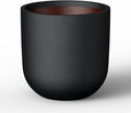 Kante 11.0" Round Concrete Planter, Large Cylinder Plant Pot with Curved Bottom and Drainage Hole, for Indoor and Outdoor Use – Garden or Patio, Black Finish with Warm Brown Interior
