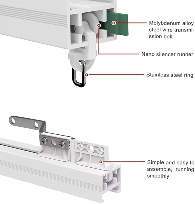 Matter Smart Curtain Track System, Hidden Motorized Curtain Rail, 1.8N.m 60kg Load, QR Pairing WiFi, Compatible with HomeKit Alexa Google Home SmartThings, Remote (5 meters (196.8 inches))