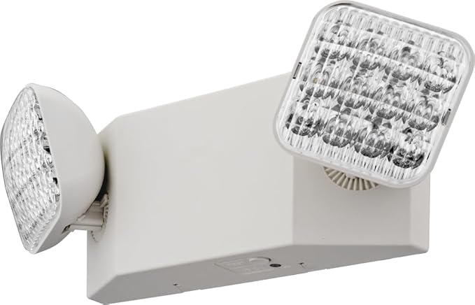 Lithonia Lighting Basics LED Emergency Light, Emergency Lighting with Dual Adjustable LED Lamp Heads, Wall Mount, Damp Location Rated, 90-Minute Backup, 120/277V, White, 4-Pack (EU2C CP4)