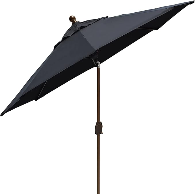 EliteShade USA 10-Year-Non-Fading 9Ft Market Umbrella Patio Umbrella Outdoor Table Umbrella with Ventilation, Black