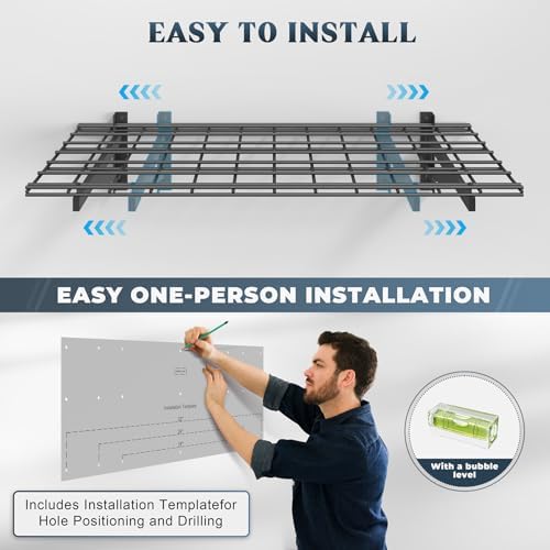 Jusgym 2 Pack Garage Shelving Wall Mounted, 1.5x4ft, 700LB Heavy Load