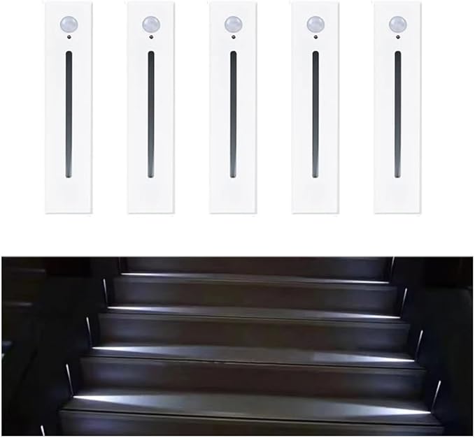5Pcs Motion Sensor Stair Lights Embedded LED Step Lights, 3W AC85-265V Waterproof Recessed Light Fixtures for House/Wall Cavity/Hallway/Stair/Corner/Decks 6000K Sand White