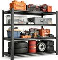 46''W Garage Shelving Heavy Duty Metal Storage Shelves Series, Large Industrial 4tier Shelving Unit for Basement, Business, Factories, Commercial, Warehouse and Workshop (54''Hx46''Wx16''D, Black)