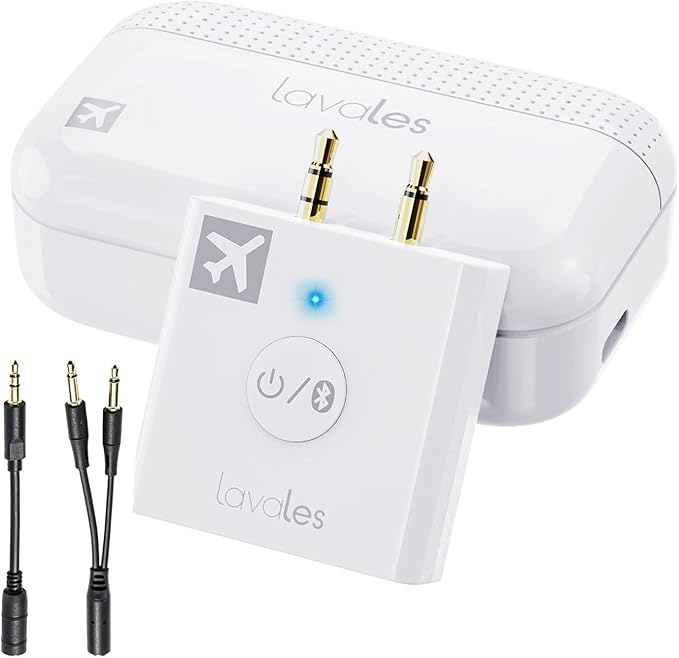 Bluetooth 5.3 Wireless Audio Transmitter, 3.5mm Jack, 32 Hours Battery Life, Dual Pairing, Low Latency, AptX Adaptive, Compatible with TVs, Speakers, Headphones