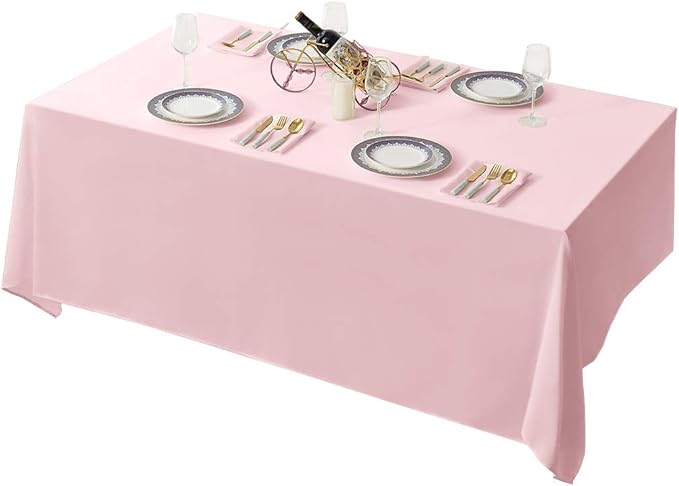 Surmente Pink Tablecloth 90 x 132-inch Rectangular Polyester Table Cloth for Weddings, Banquets, or Restaurants