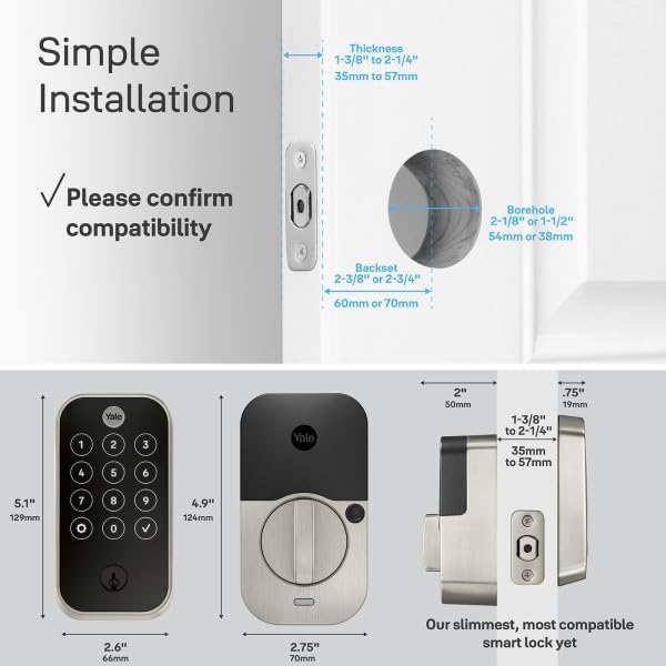 Yale Assure Lock 2 Touch Deadbolt, Lifetime Brass Keyed Smart Entry Door Lock with Bluetooth Connected Keypad and Fingerprint Scanner for Code Entry (No Wi-Fi), YRD410-F-BLE-P05