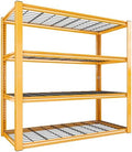 REIBII 40" W Yellow Garage Shelving with Double-Layer Frames for Hobbyists