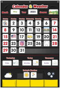 Calendar and Weather Pocket Chart, Classroom Organized Chart, 149 Pieces (Black)