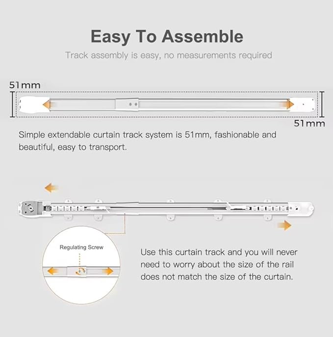 ZigBee Smart Curtain Motor with Retractable Track, Automatic Curtain Opener System 2.5N.m Motorized Drapery Rods Compatible with Alexa/Google Home (1.8-3 meters (70.8-118.1 inches) Adjustable)