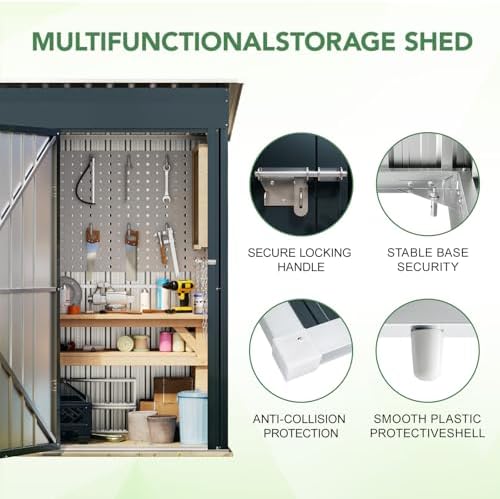 Breezz Vertical Outdoor Steel Storage Shed, 5 x 3 ft
