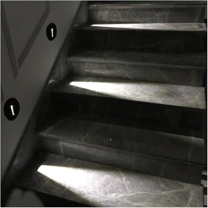 TTPP 1W LED Recessed Wall Lamp Stair Light AC85-265V Step Light Indoor Recessed Staircase Lamp Stairway Corridor Wall Foot Lamp Sconce Lights-CoolWhite-Black