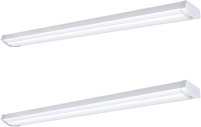 4ft LED Wraparound Light, 60W/50W/40W Selectable LED Light, 6600LM 5000K Daylight, Linkable Hardwired Linear Ceiling Fixture for Garage Workshop Office, ETL Listed,2 Pack
