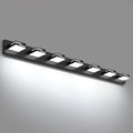 LED Modern Bathroom Vanity Light Fixtures, 7-Light 48-inch Dimmable Matte Black Vanity Lights for Bathroom Lighting Fixtures Over Mirror, with 360° Rotatable Acrylic Heads (Cool White 6000K)