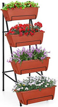 Raised Garden Bed with Legs 4 Tier Vertical Herb Garden Planter, Brick Red