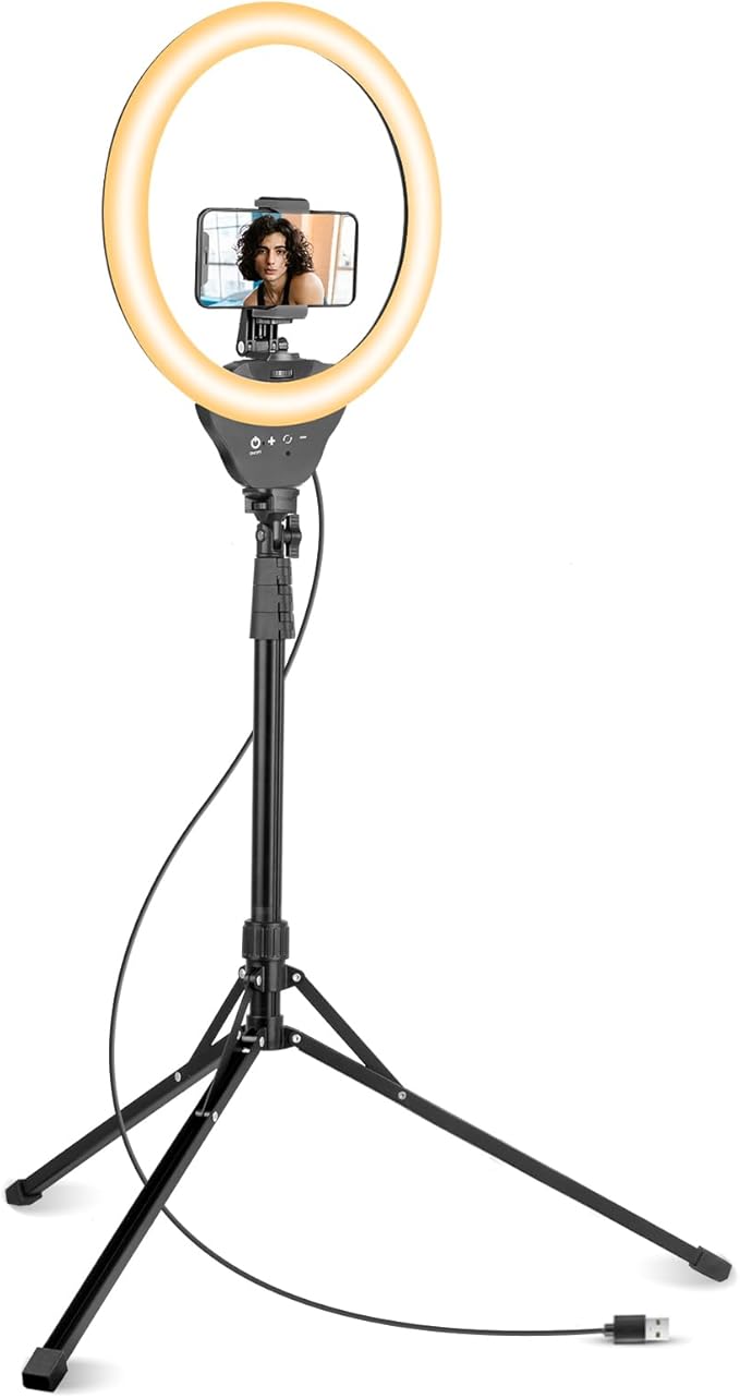 Sensyne 14'' Selfie Ring Light with 62'' Tripod Stand and Phone Holder, LED Selfie Circle Light for Live Stream/Recording/Photography/YouTube/TikTok