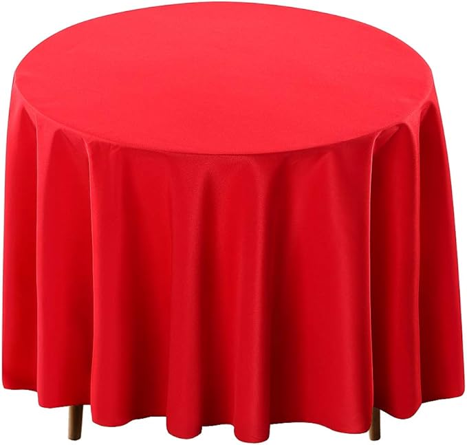 Surmente Red Tablecloth for Round Tables, 90-inch Round Table Cloths for Weddings, Banquets, or Restaurants
