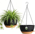 12 Inch Large Self Watering Hanging Planters 2 Pack with Saucers