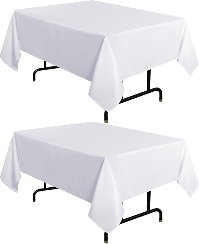 sancua 2 Pack White Tablecloth 54 x 54 Inch, Stain and Wrinkle Resistant Square Table Cloth - Washable Polyester Table Cover for Dining Tables, Buffet Parties and Camping