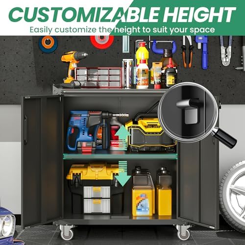 Garage Cabinet System | Heavy Duty Steel All-in-One Modular Garage Cabinet Set for Ultimate Workshop Organization | Easy Assembly Garage Storage Cabinets & Tool Bench