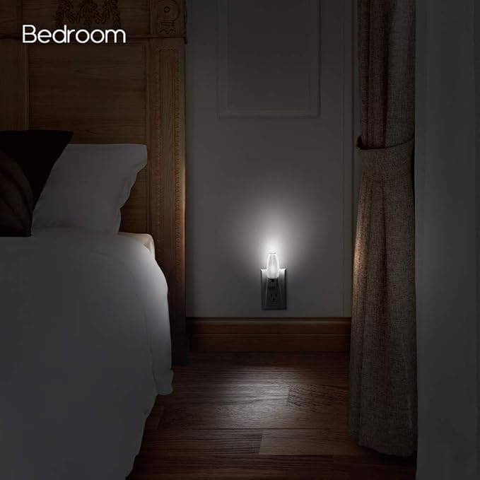 Emotionlite Plug in Night Light, Neutral White LED Nightlight, Dusk to Dawn Sensor, Kids, Nursery, Bedroom, Bathroom,Hallway, Stairs, Kitchen, 6 Pack